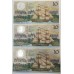 AUSTRALIA 1988 . TEN 10 DOLLARS BANKNOTES . FRASER/JOHNSTON . CONSEC TRIO . LAST PREFIX AB33